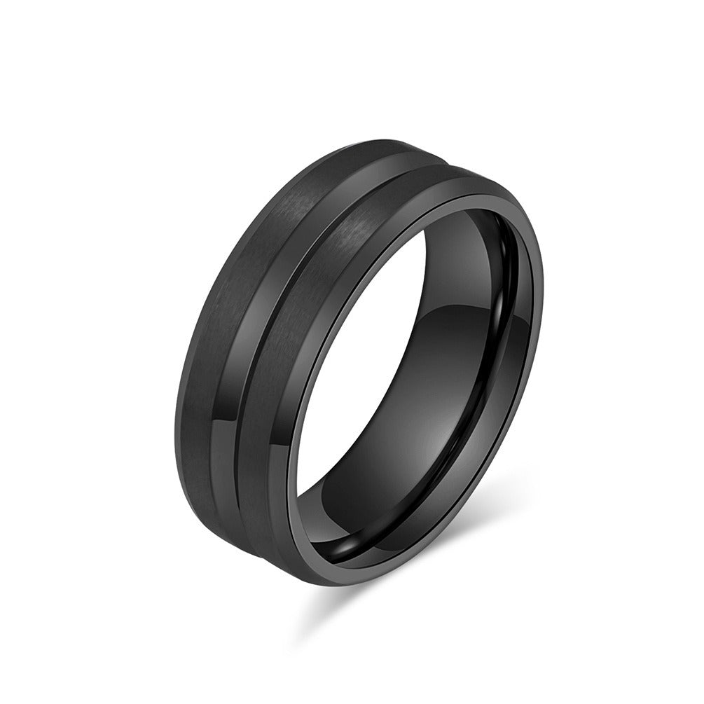 Kemstone Stainless Steel Brushed Grooved Ring for Men & Women K-R786
