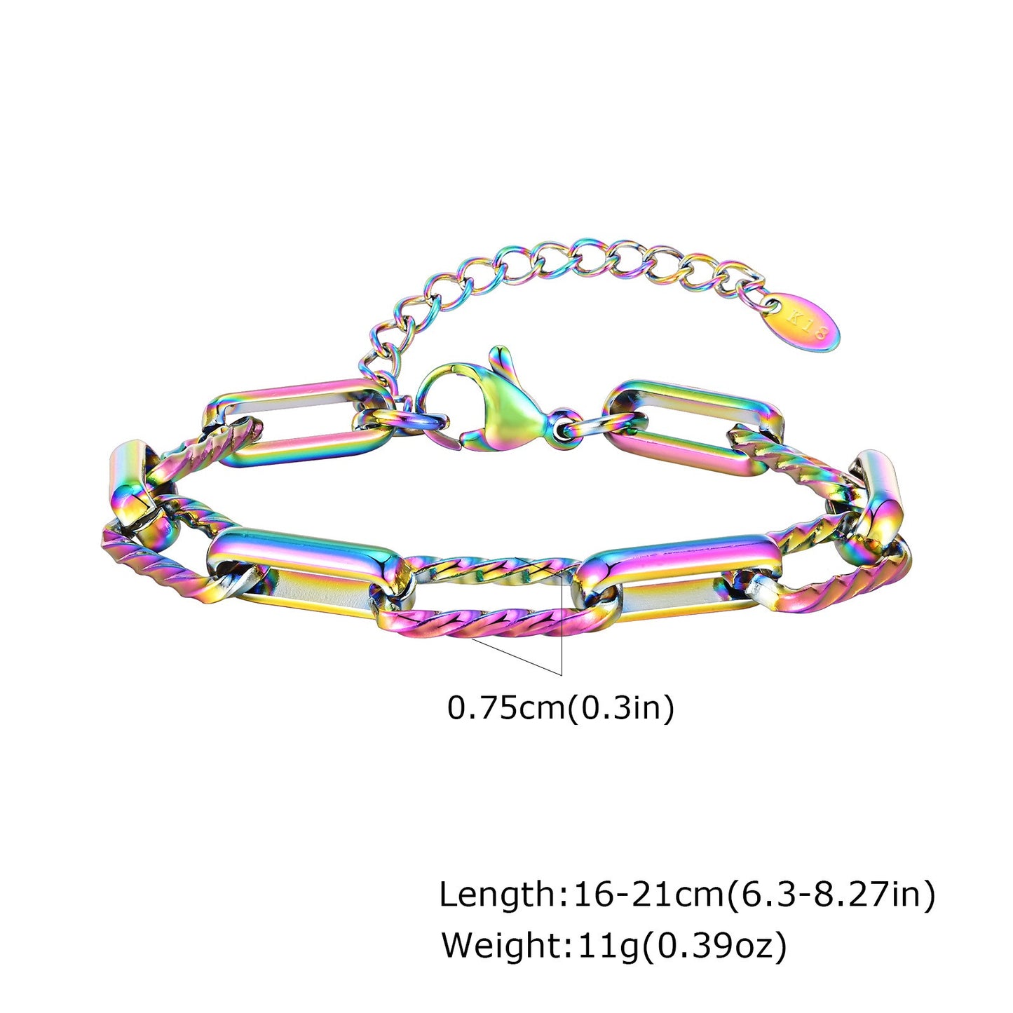 Bracciale minimalista a forma di U in acciaio inossidabile | Design geometrico moderno per donna, gioiello unisex con catena regolabile BR-1705