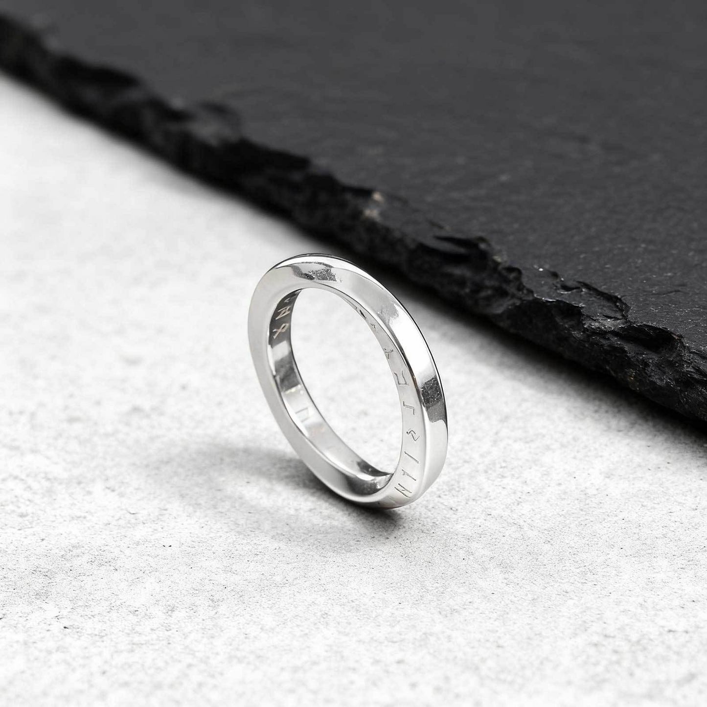 Kemstone Stainless Steel Viking Rune Mobius Ring for Men – Engraved Design RC-999