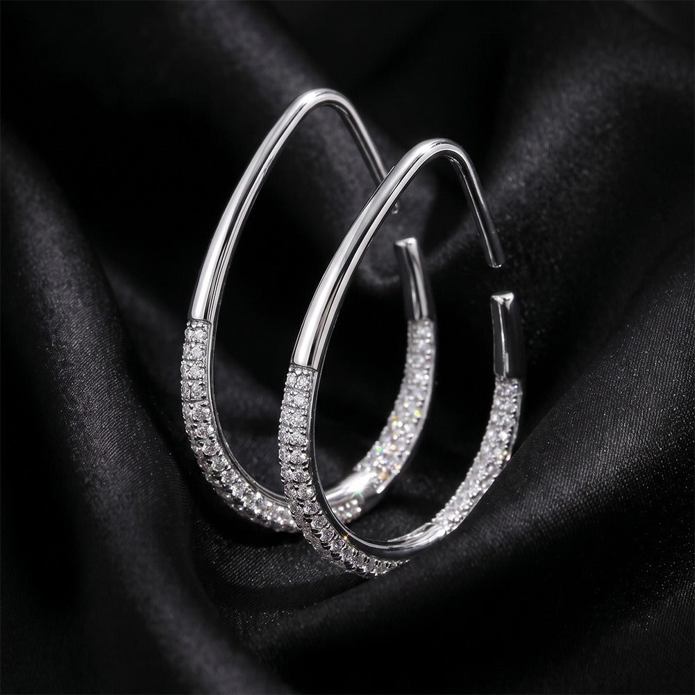 Kemstone Oval Hoop Moissanite Earrings for Women 925 Sterling Silver SMOE28