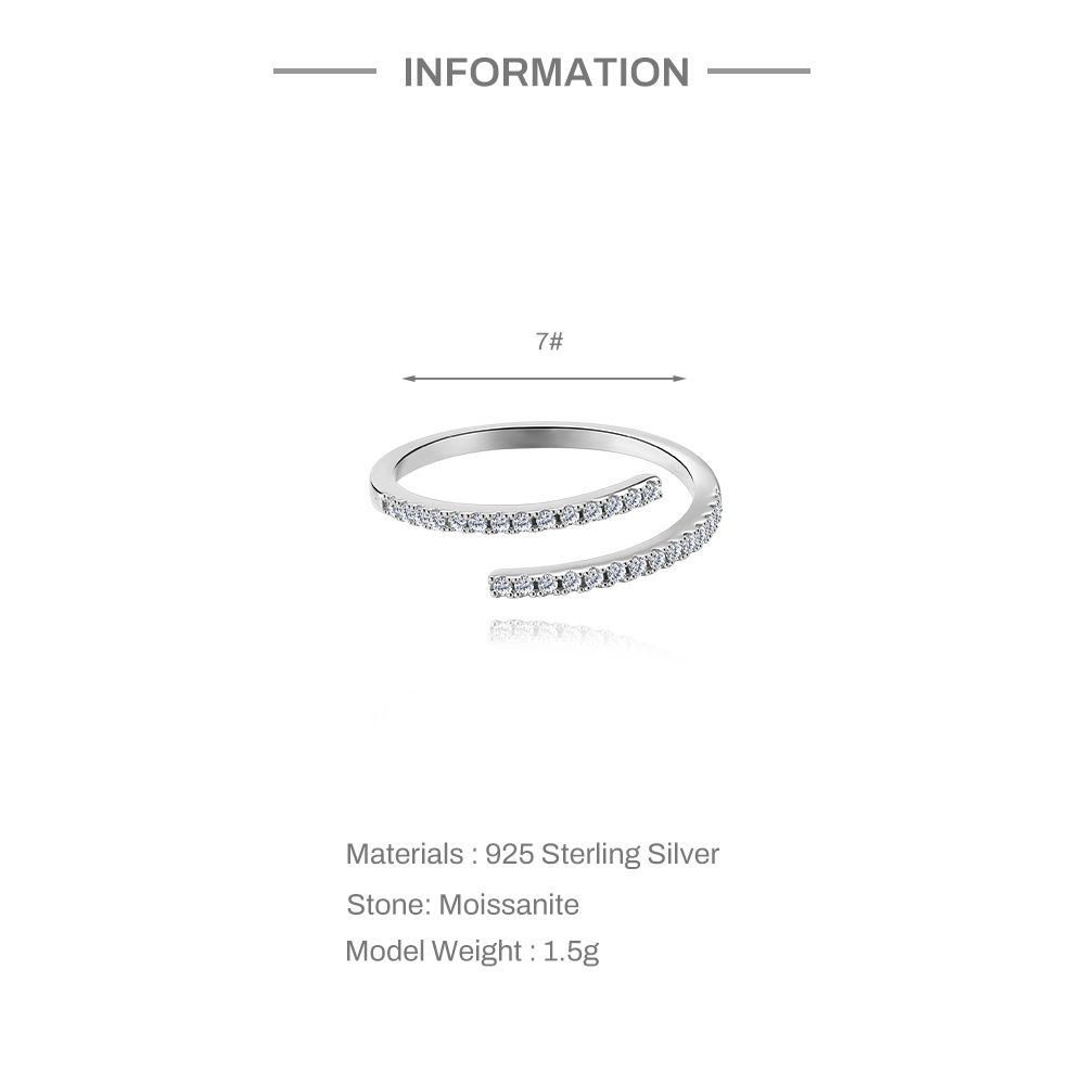 Kemstone S925 Sterling Silver Moon & Star Ring for Women – Adjustable Open Moissanite Stackable MG60100351904A