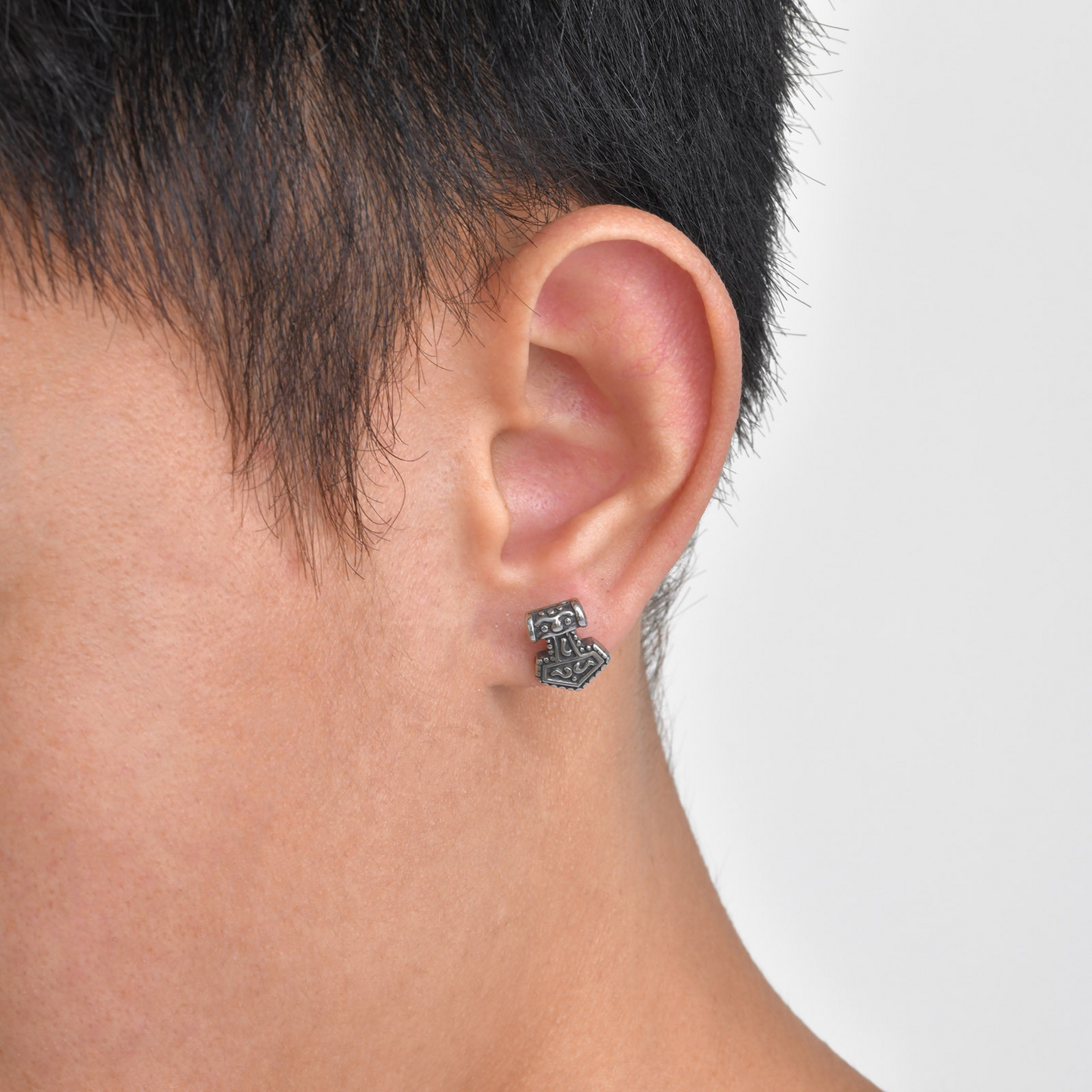 Kemstone Stainless Steel Thor Hammer Stud Earrings Men Nordic Vintage ES-436