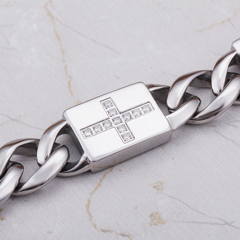 Kemstone Cross Link Bracelet for Men Titanium Steel Chunky Chain KB102750-BD