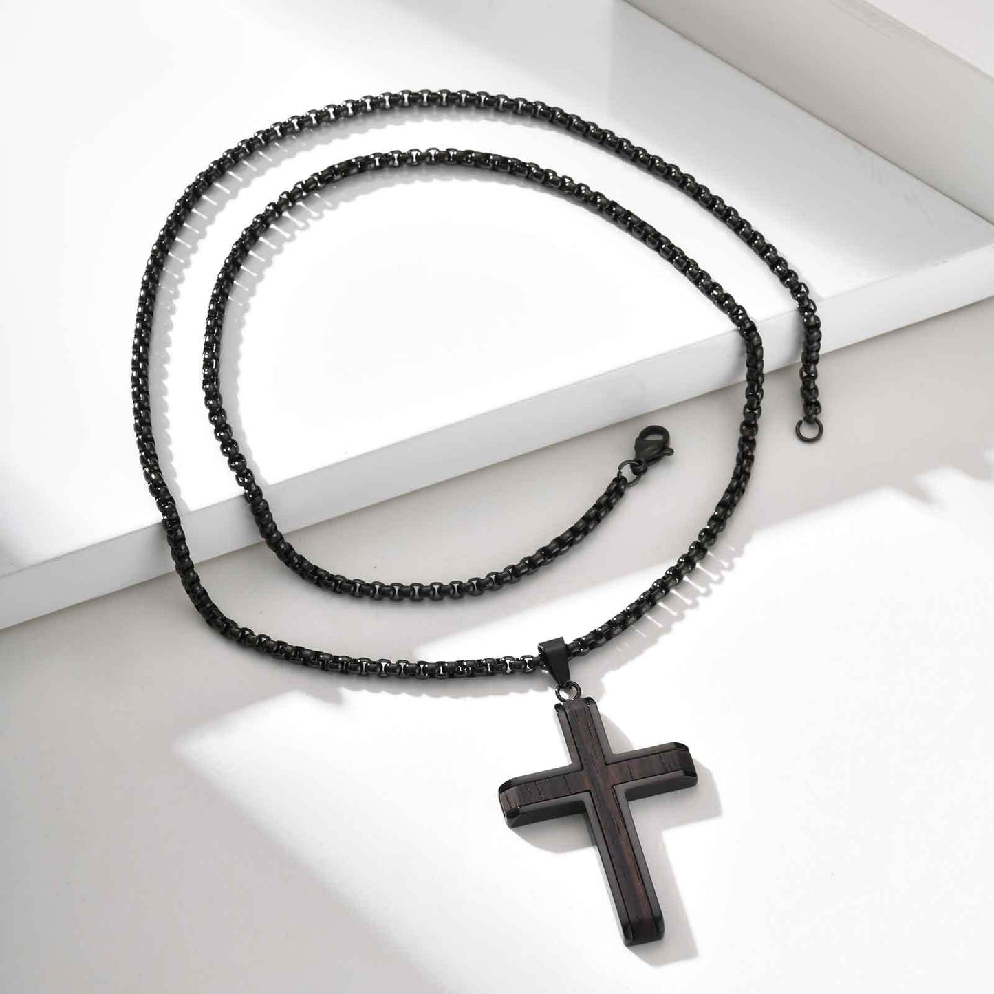 Kemstone Men’s Stainless Steel Cross Necklace – Ebony Black Pendant PN-2209