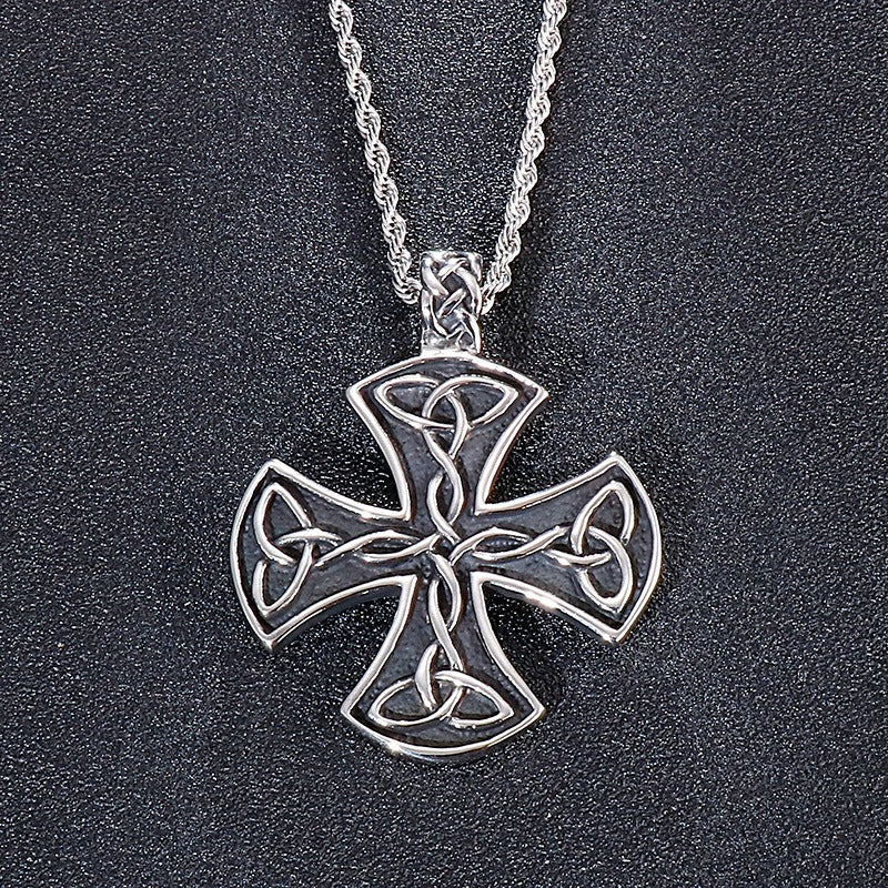 Kemstone Celtic Knot Cross Necklace for Men Titanium Steel Vintage KP54651-BD