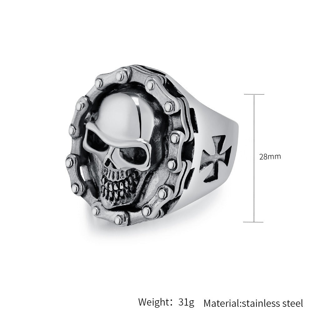 Kemstone Stainless Steel Skull Ring – Biker & Hip Hop Style K-R857