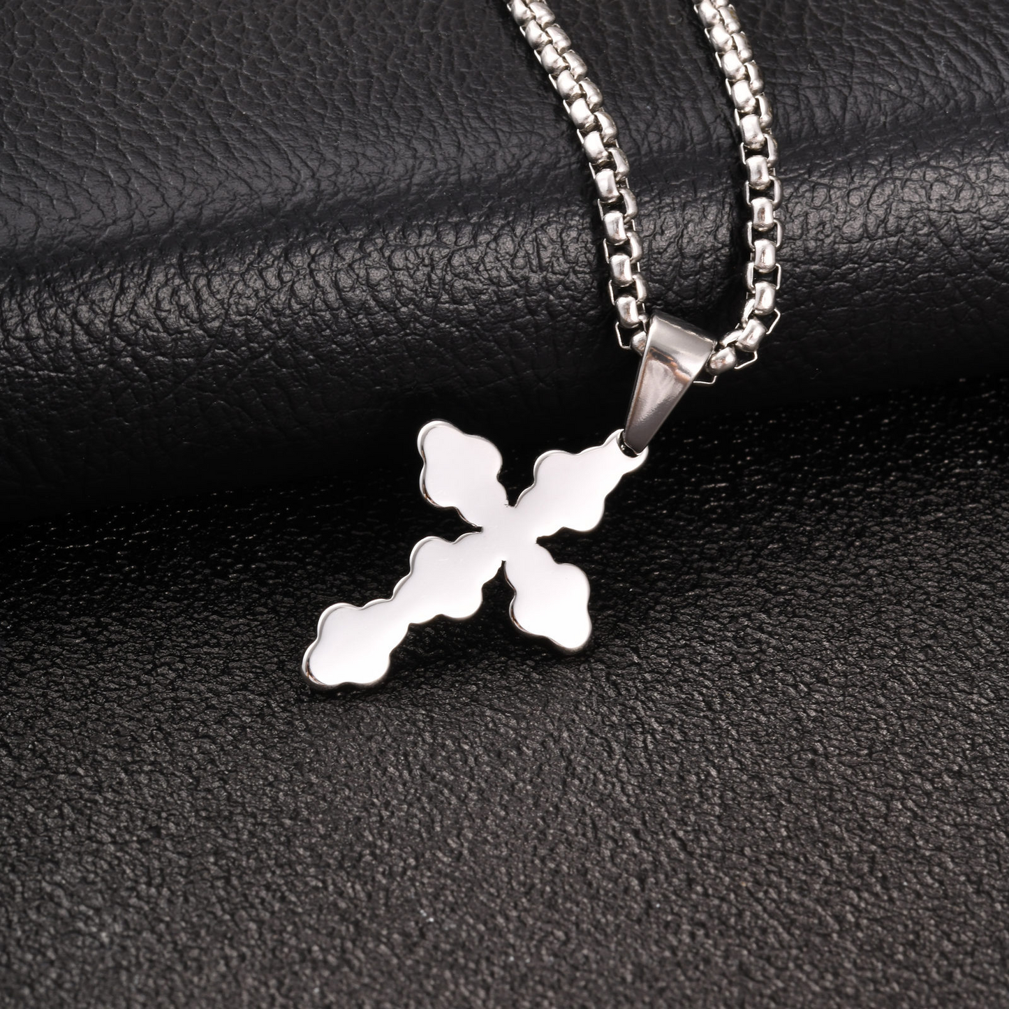 Kemstone Stainless Steel Black Cubic Zirconia Cross Pendant Necklace for Men Women PN-2320