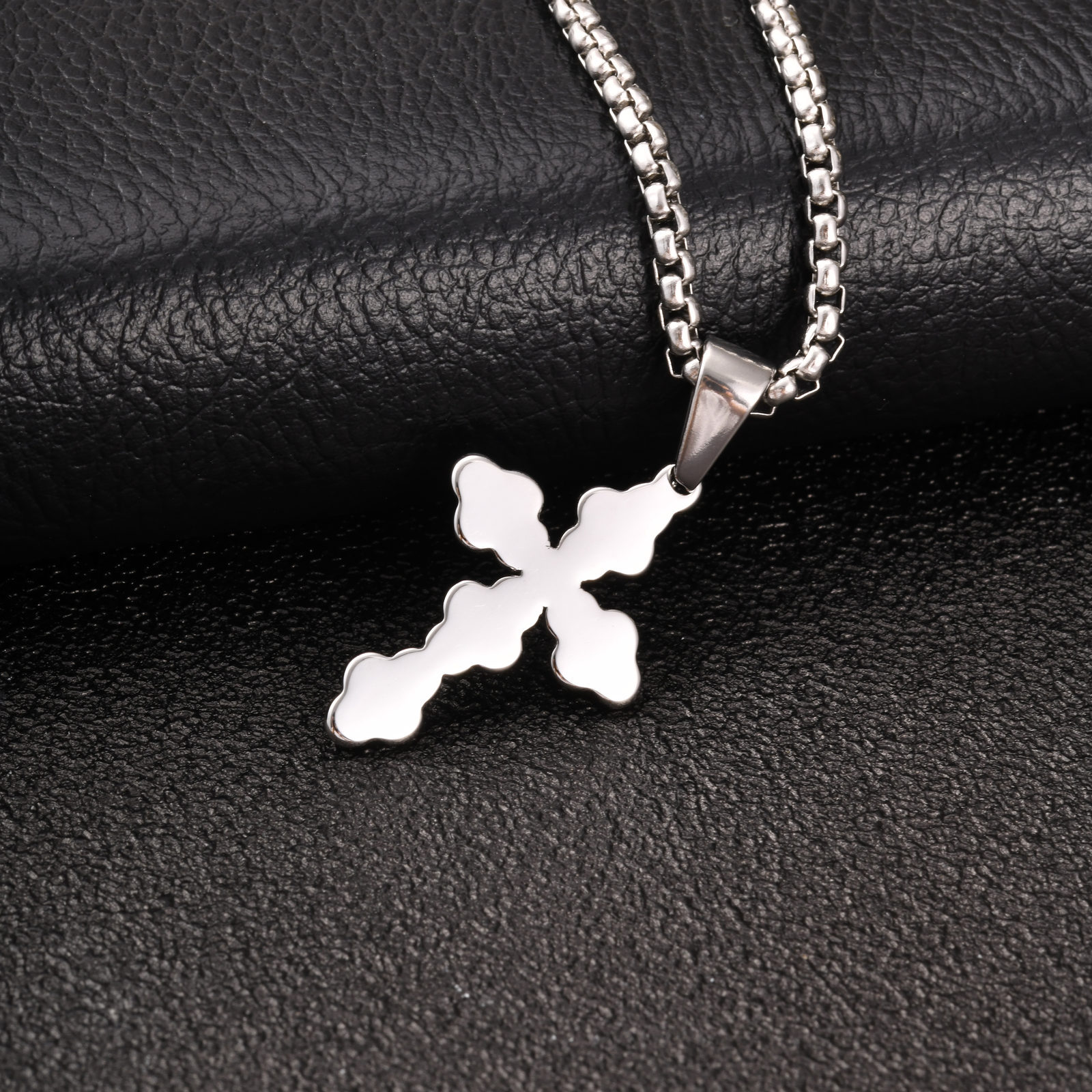 Kemstone Stainless Steel Black Cubic Zirconia Cross Necklace Pendant