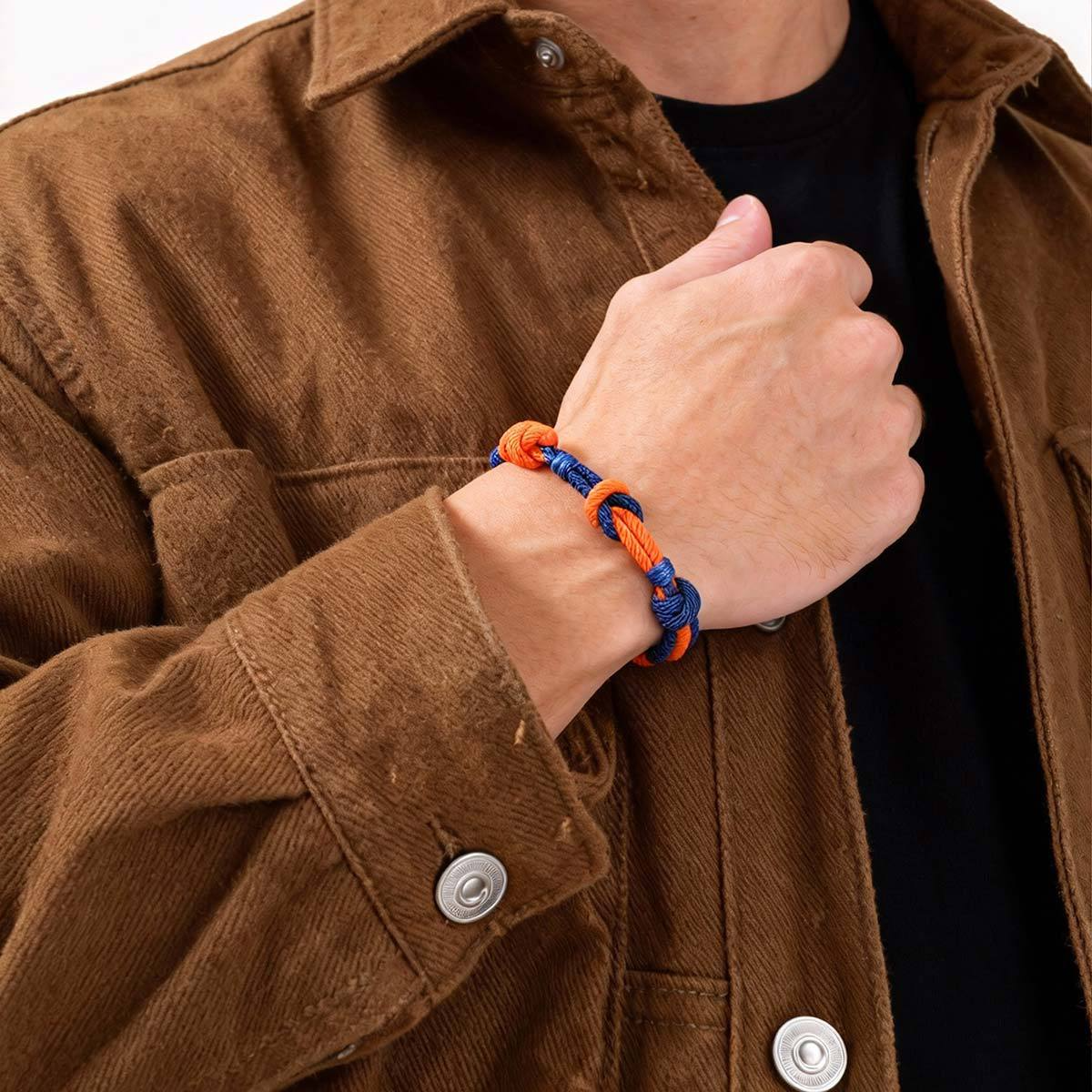 Kemstone Blue Orange Milan Rope Infinity Knot Bracelet for Men & Women BL-819