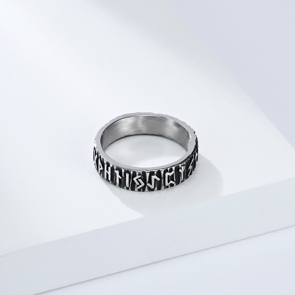 Kemstone Stainless Steel Viking Rune Ring for Men K-R1062