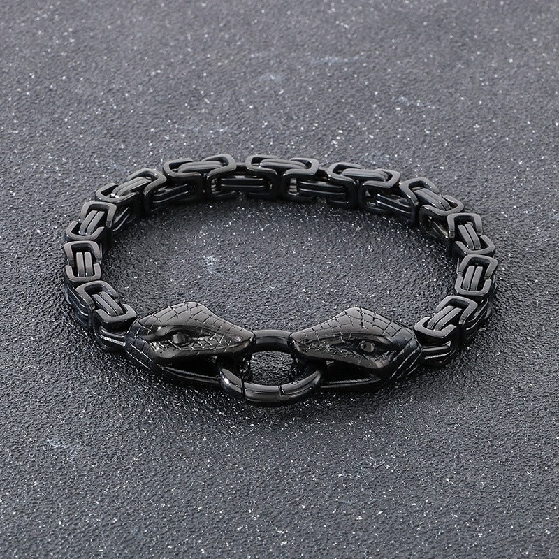 Kemstone Titanium Steel Double Snake Imperial Chain Bracelet for Men KB151148-Z