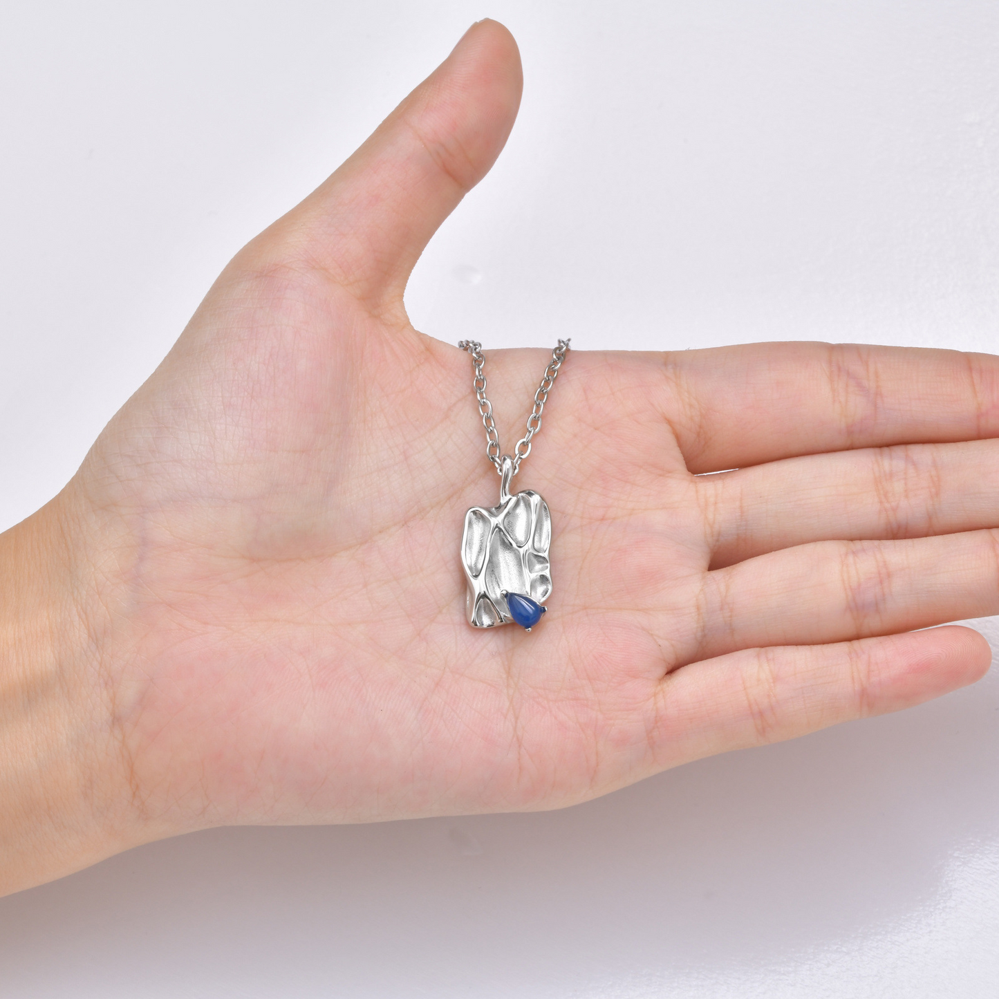 Kemstone Irregular Blue Inlay Stone Pendant Necklace for Men NC-2545