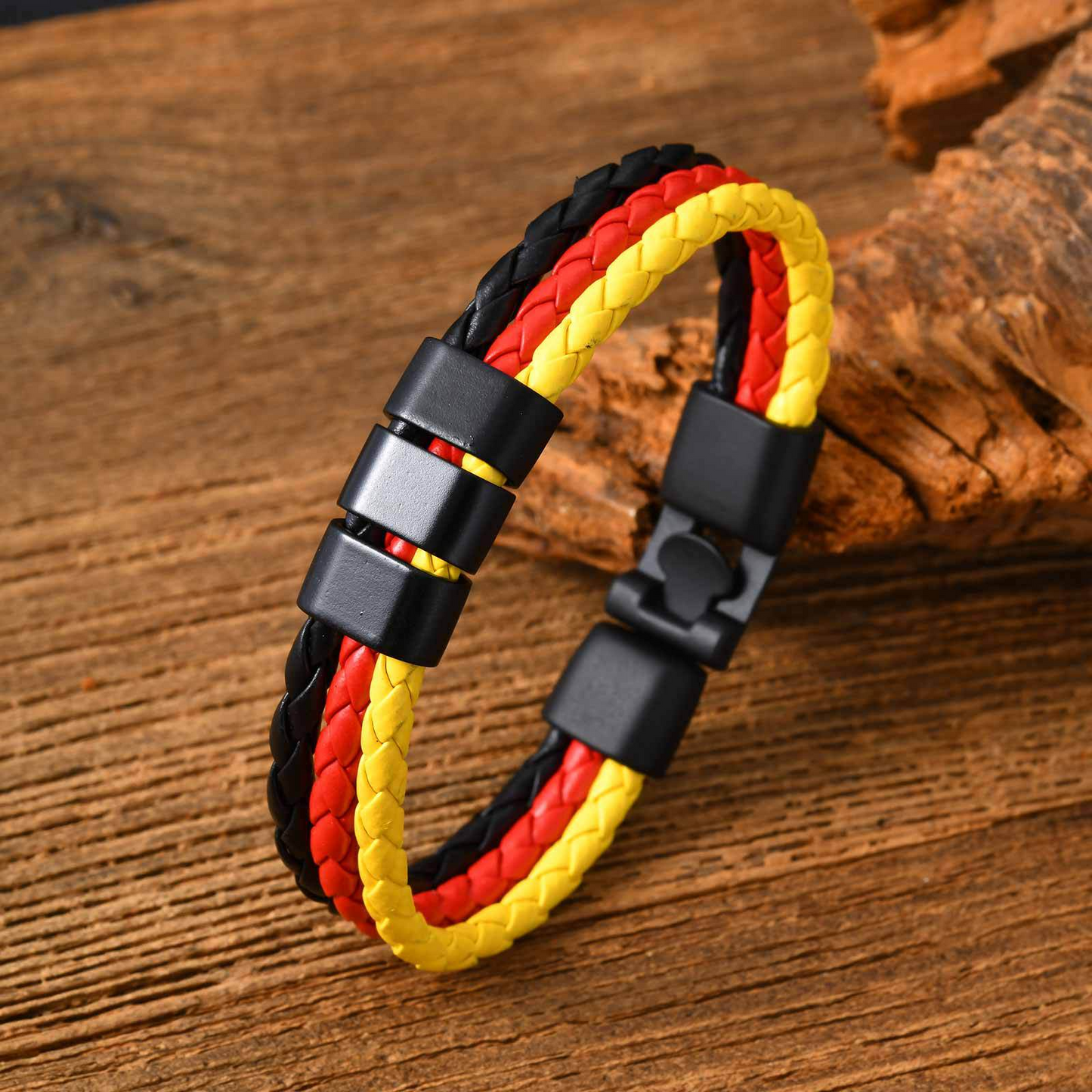 Kemstone Triple Layer Braided Leather Bracelet – Multicolor for Men BL-827