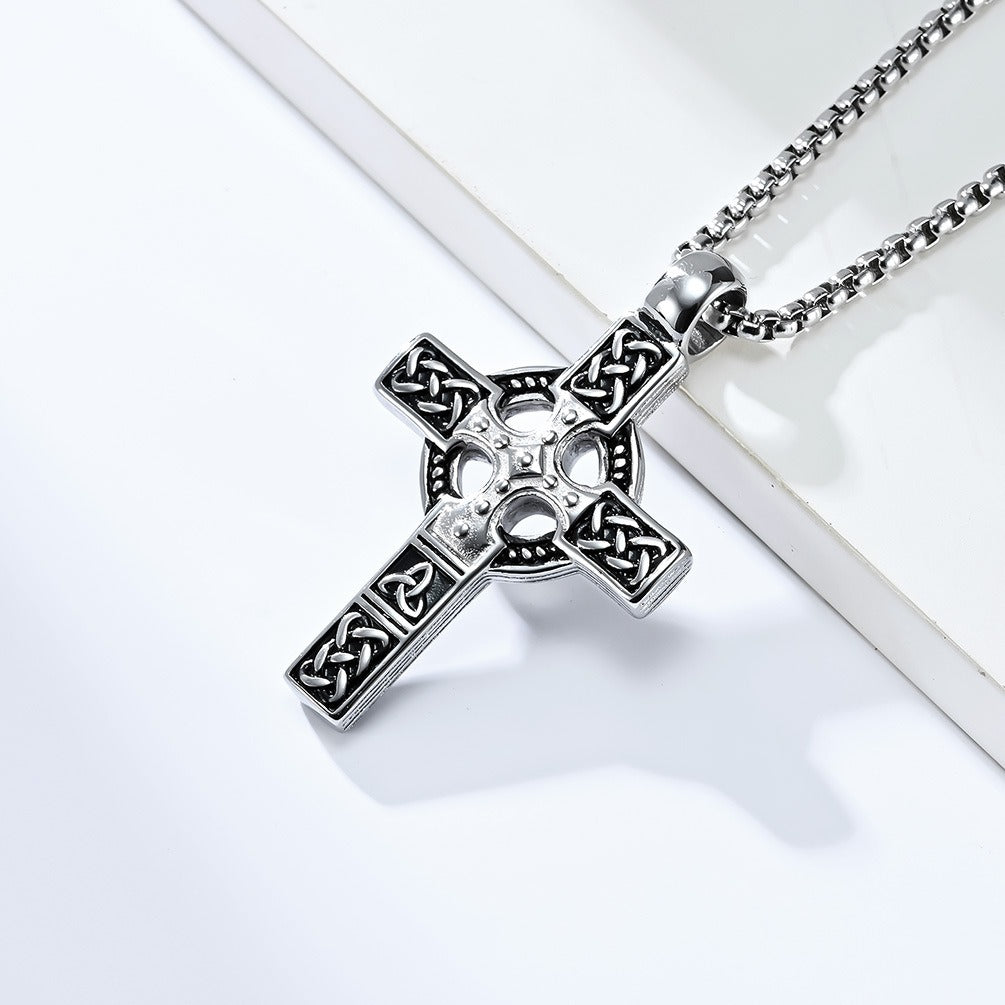Kemstone Men’s Celtic Cross Pendant Necklace – Stainless Steel Faith & Strength K-PT453