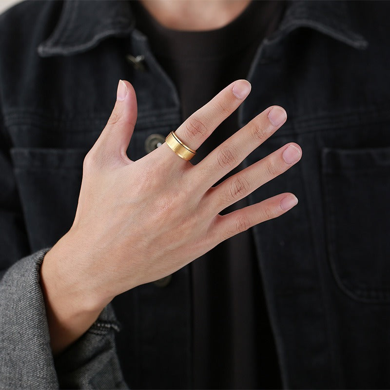 Kemstone Titanium Steel Spinner Ring – Minimalist Men’s Jewelry Ring R-394