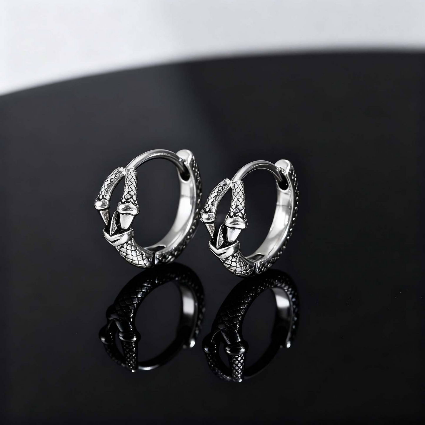 Kemstone Stainless Steel Geometric Claw Hoop Earring for Men – Retro Punk EH-837S