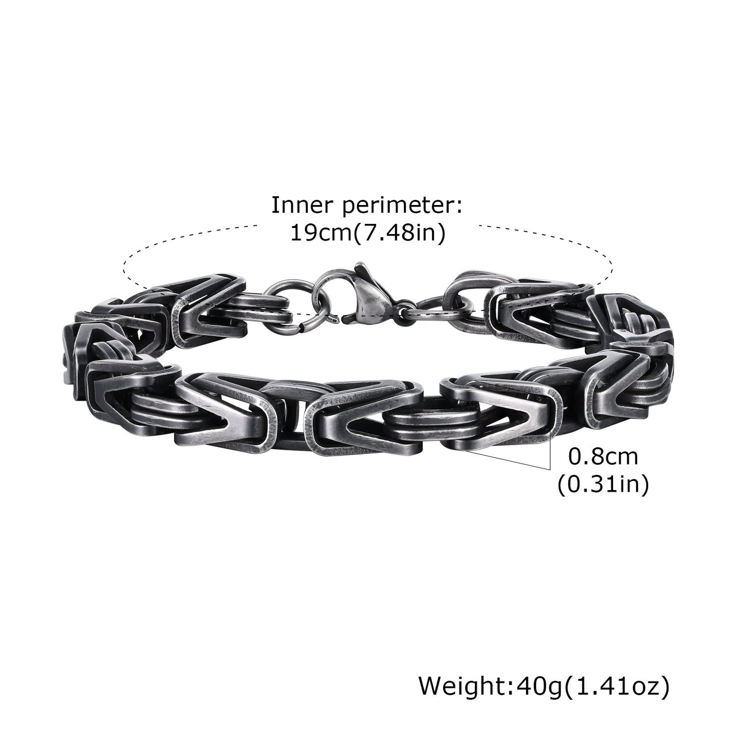 Kemstone Titanium Steel V-Link Chain Bracelet for Men BR-1896
