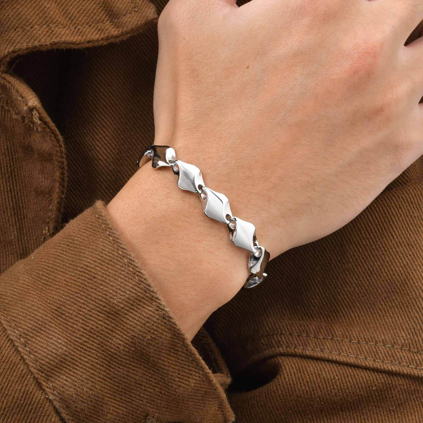 Kemstone Geometric Link Chain Bracelet Stainless Steel Street Style for Men BR-2797