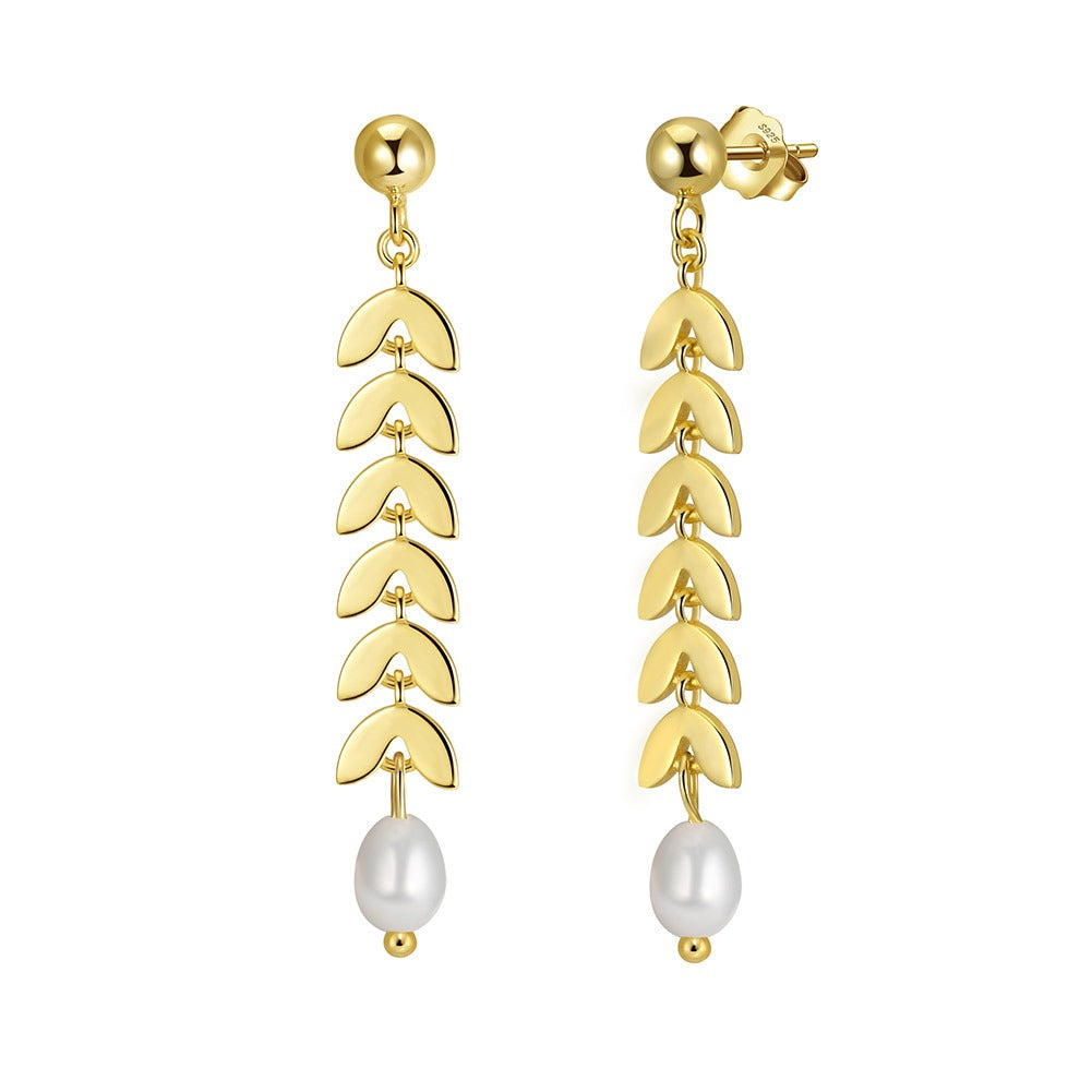 Kemstone 925 Sterling Silver Pearl Leaf Bracelet for Women Adjustable Chain Gold Silver GPB45