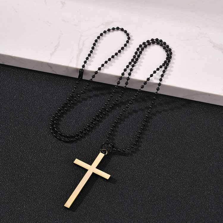 Kemston Cross Pendant Necklace for Men Alloy Long Chain Hip Hop Style NC-3028