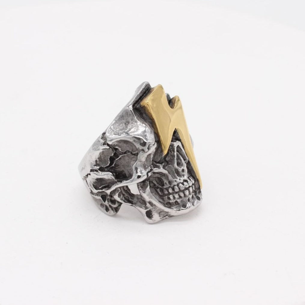 Kemstone Lightning Skull Ring for Men Titanium Steel Gothic Vintage R1219