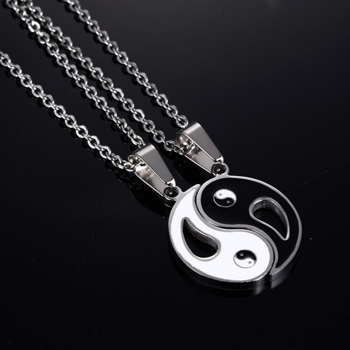 Kemstone Stainless Steel Yin Yang Couple Necklace Set CN-063