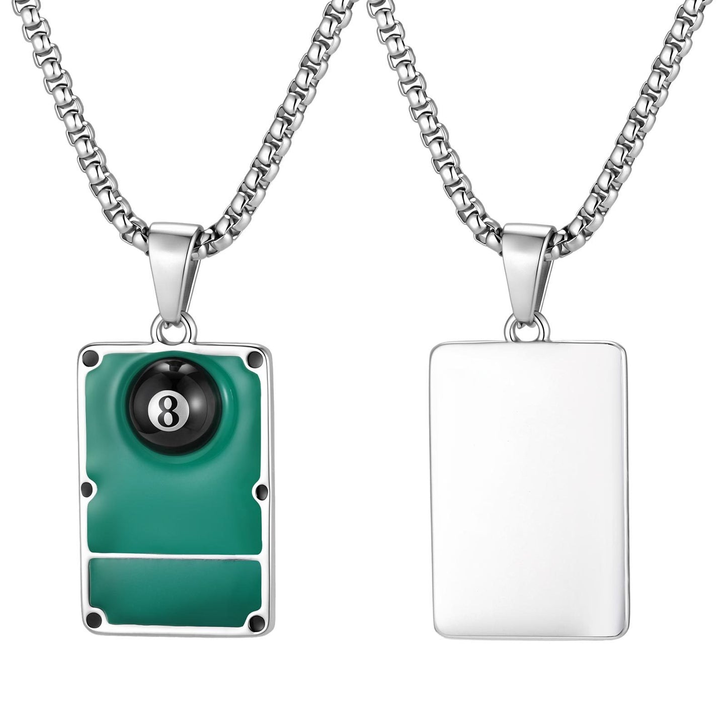 Kemston Stainless Steel 8 Ball Billiard Pendant Necklace for Men PN-2374