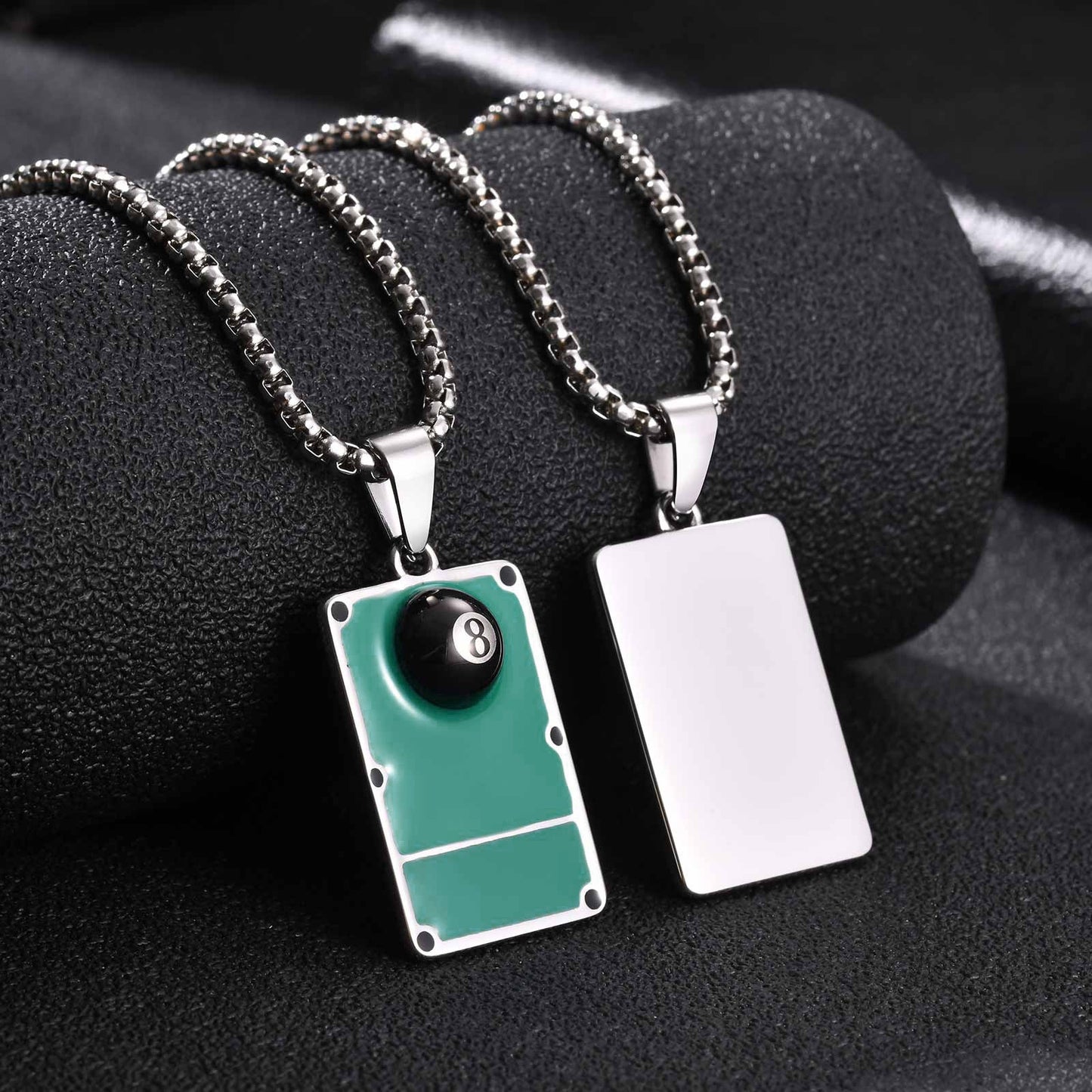 Kemston Stainless Steel 8 Ball Billiard Pendant Necklace for Men PN-2374