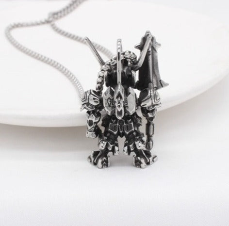 Kemstone Robot Pendant Necklace Stainless Steel Armored Mech Figure Mini for Men P1347