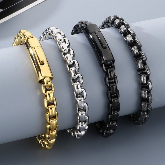Kemstone Box Link Bracelet Titanium Steel 8mm Chain for Men Women KB212670-Z