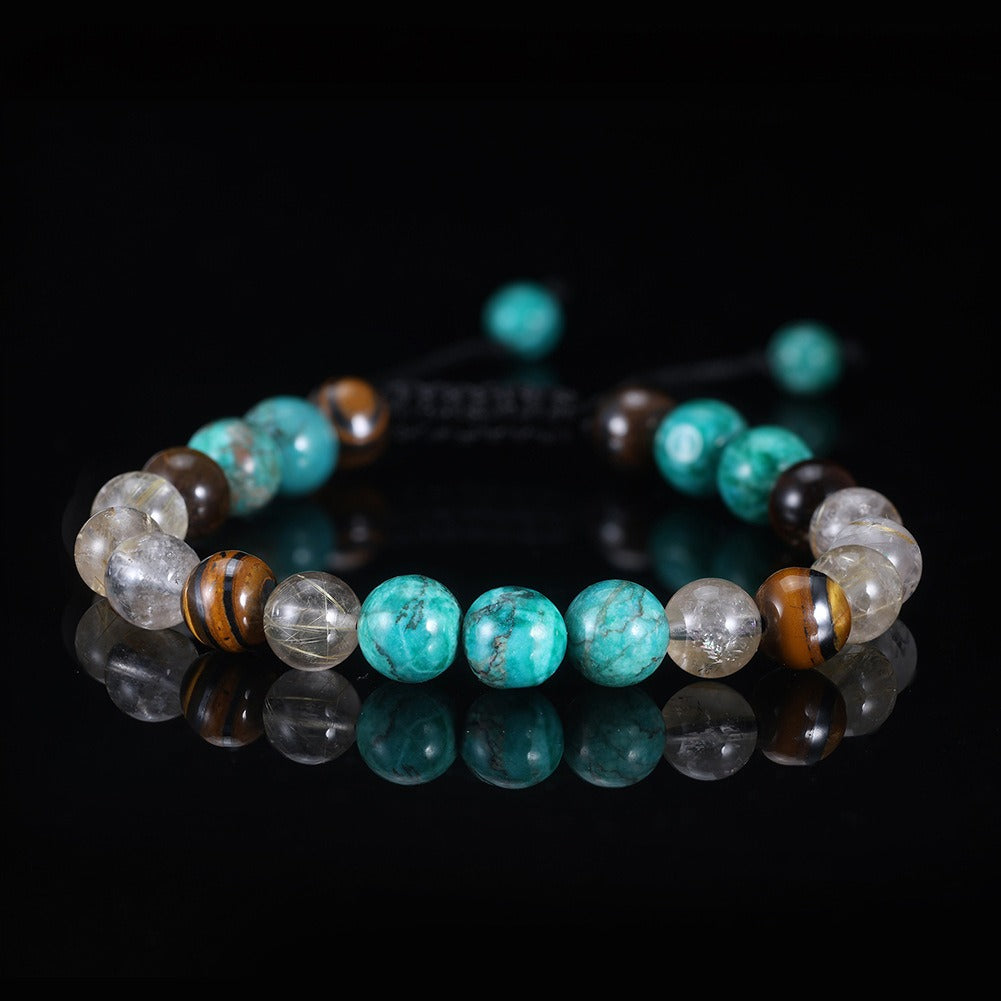 Kemston Turquoise Tiger Eye Bracelet for Women Natural Stone Adjustable GMB92