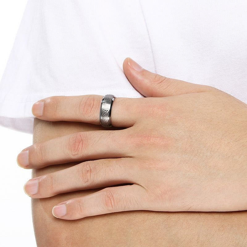 emstone 8mm Tungsten Ring for Men – Viking Celtic Knot & Flame Band KR114267-TS