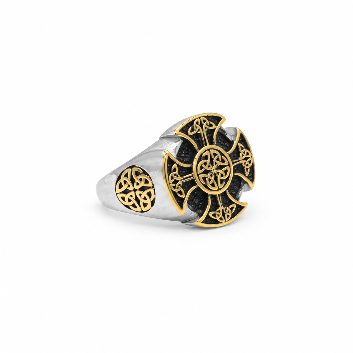 Kemstone Vintage Celtic Cross Ring for Men Titanium Steel Knot Design R1831