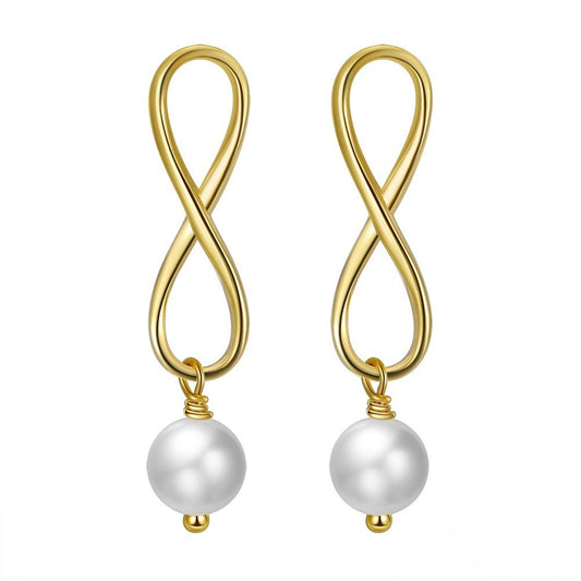 Kemstone Infinity Drop Earrings for Women 925 Sterling Silver Freshwater Pearl Detail GPE49