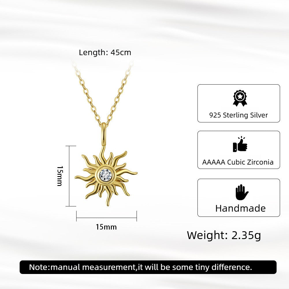 Kemstone 925 Sterling Silver Sunflower Pendant Necklace for Women Cubic Zirconia APN50