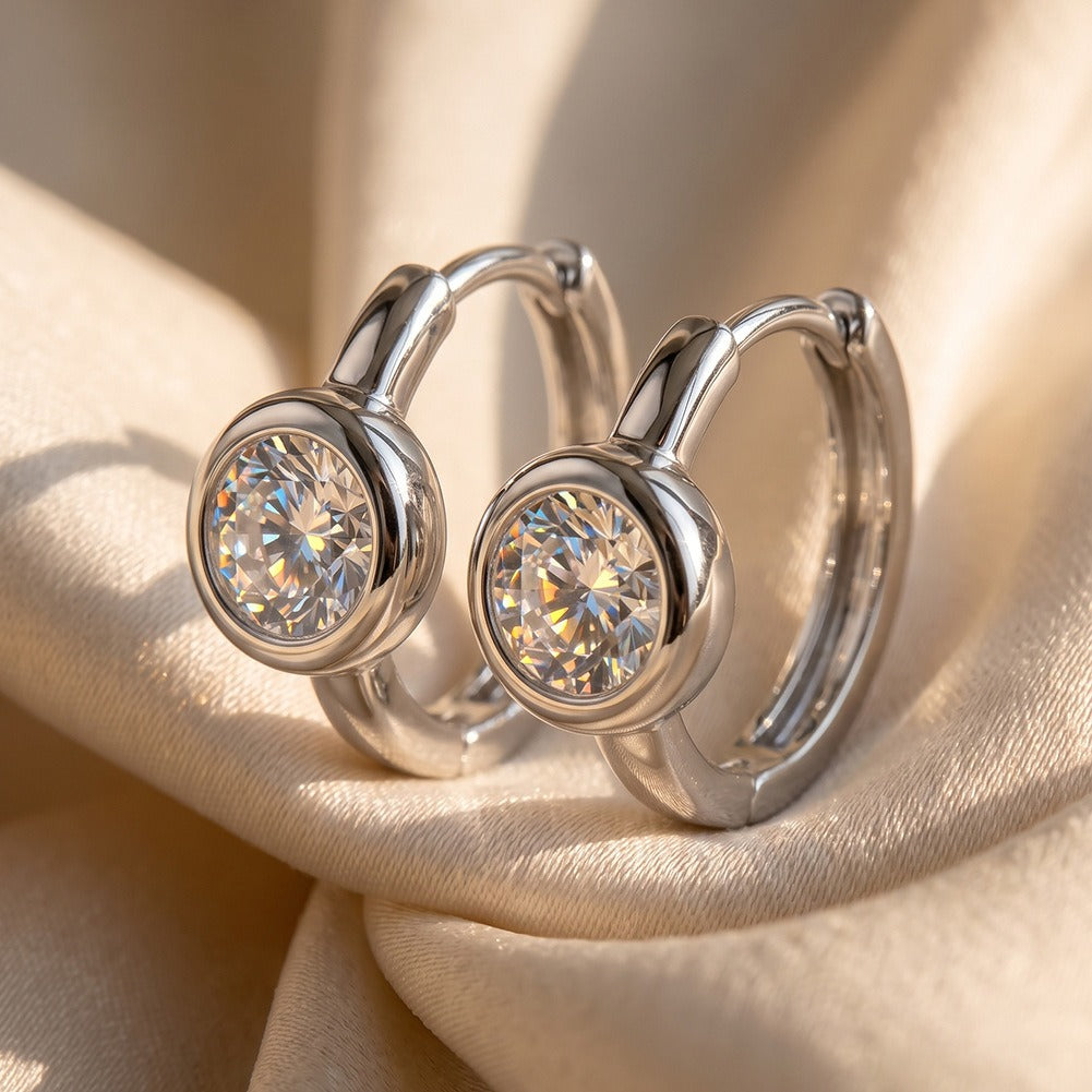 Kemstone Cubic Zirconia Earrings for Women 925 Sterling Silver Round Stud LZE68