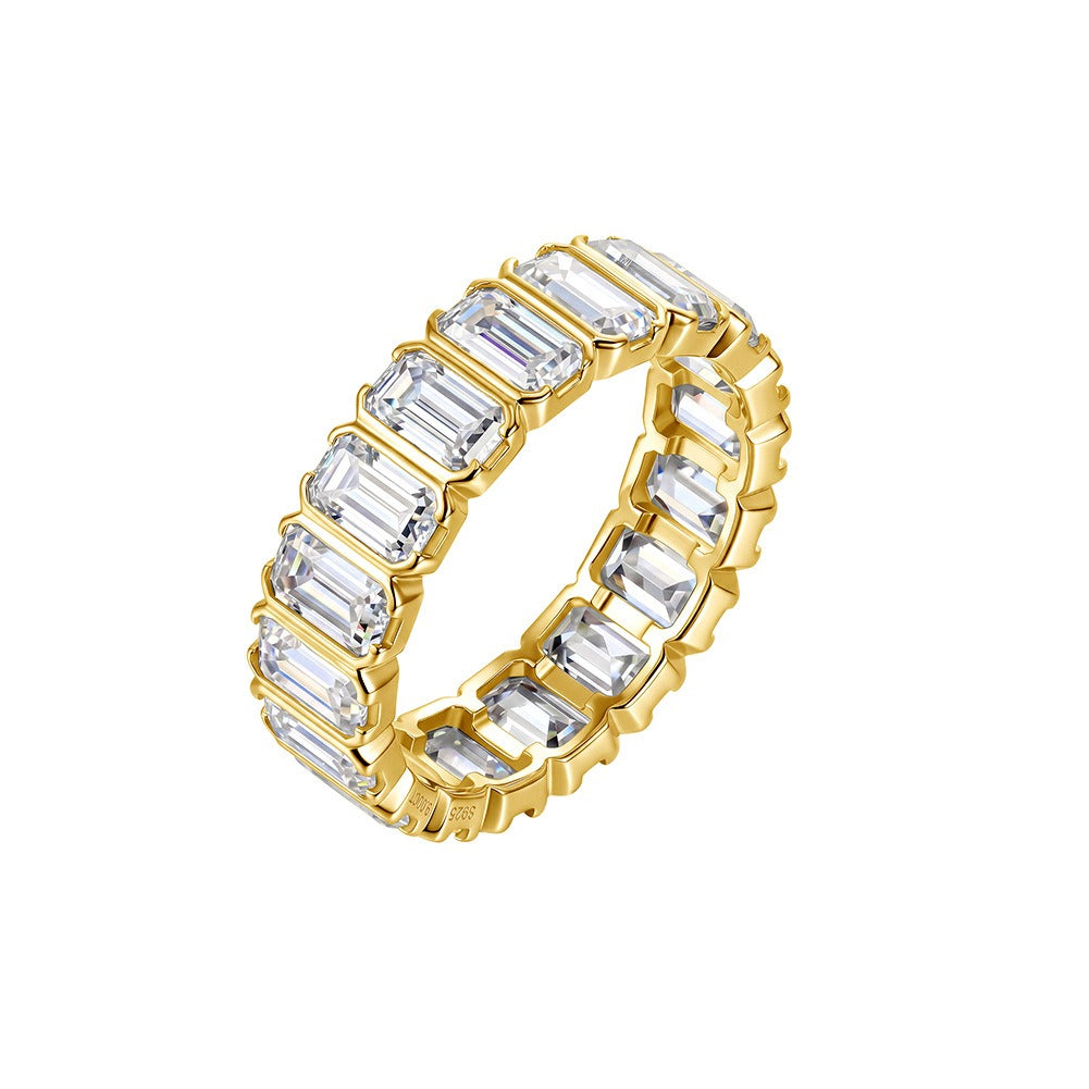 Kemston Baguette Moissanite Eternity Ring for Women 925 Sterling Silver SMOR27