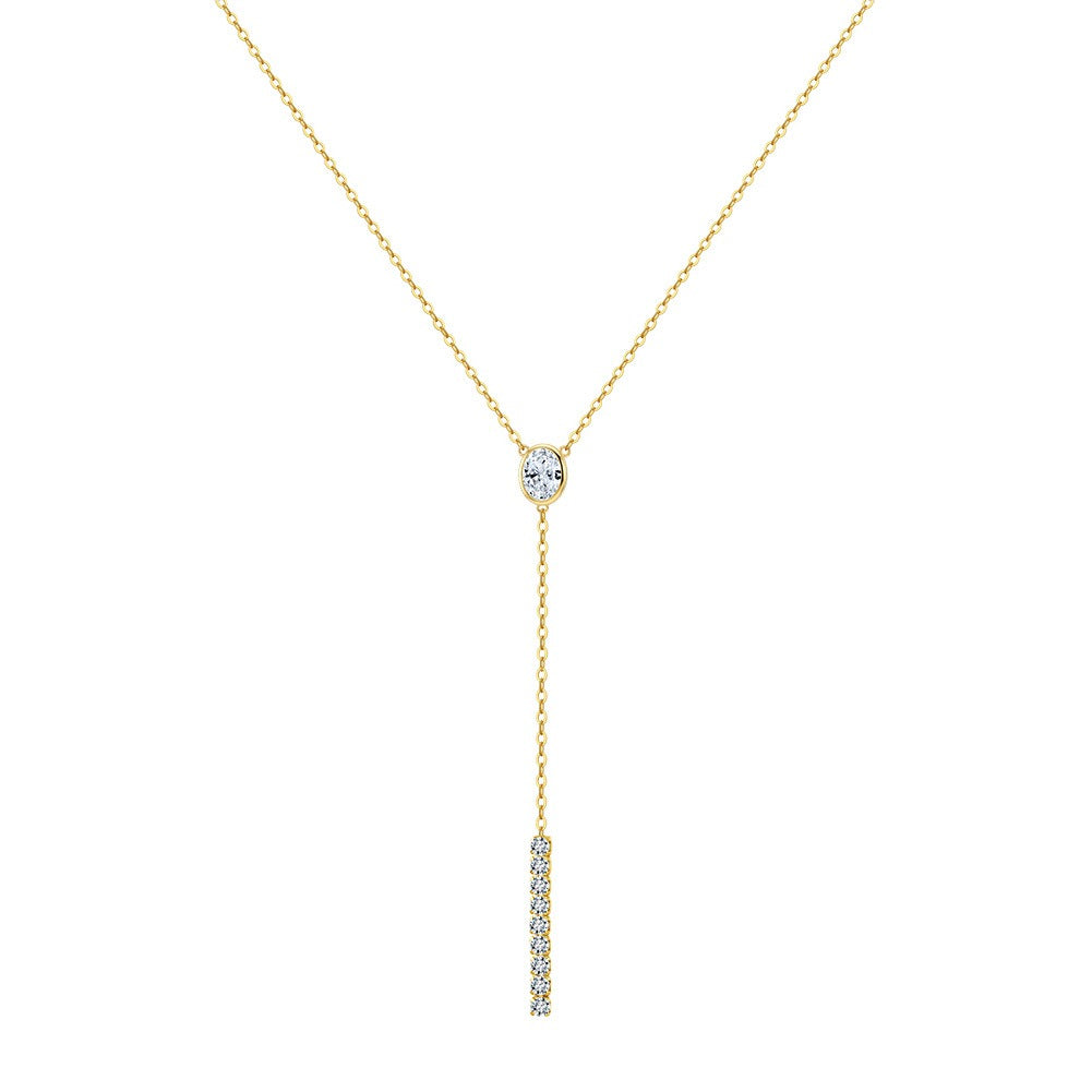 Kemstone 925 Sterling Silver Y Necklace for Women Cubic Zirconia Drop Tassel BQN41