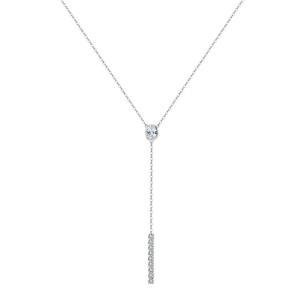 Kemstone 925 Sterling Silver Y Necklace for Women Cubic Zirconia Drop Tassel BQN41