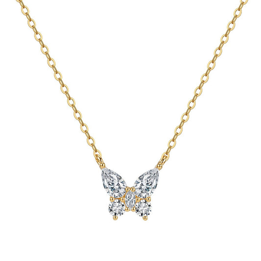 Kemstone 925 Sterling Silver Butterfly Moissanite Pendant Necklace for Women SMON25