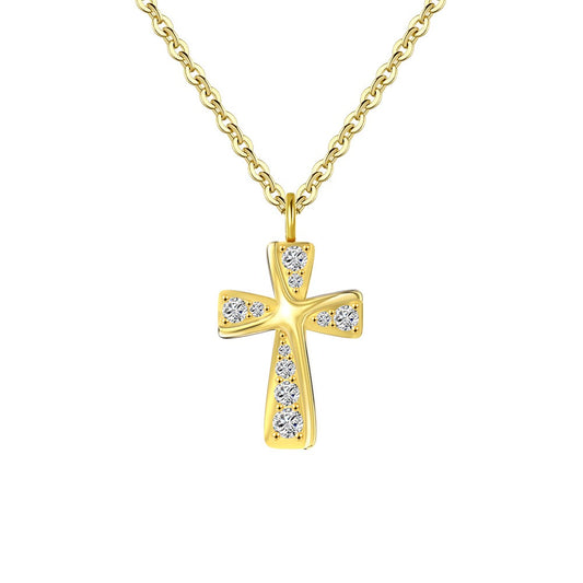 Kemstone 925 Sterling Silver Cross Pendant Necklace for Women Cubic Zirconia SN332