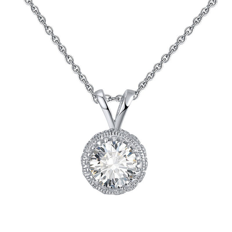 Kemstone 925 Sterling Silver Cubic Zirconia Halo Pendant Necklace for Women SN215