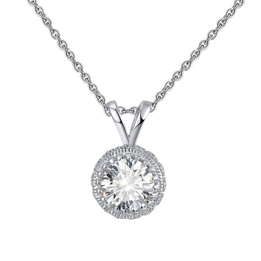 Kemstone 925 Sterling Silver Cubic Zirconia Halo Pendant Necklace for Women SN215