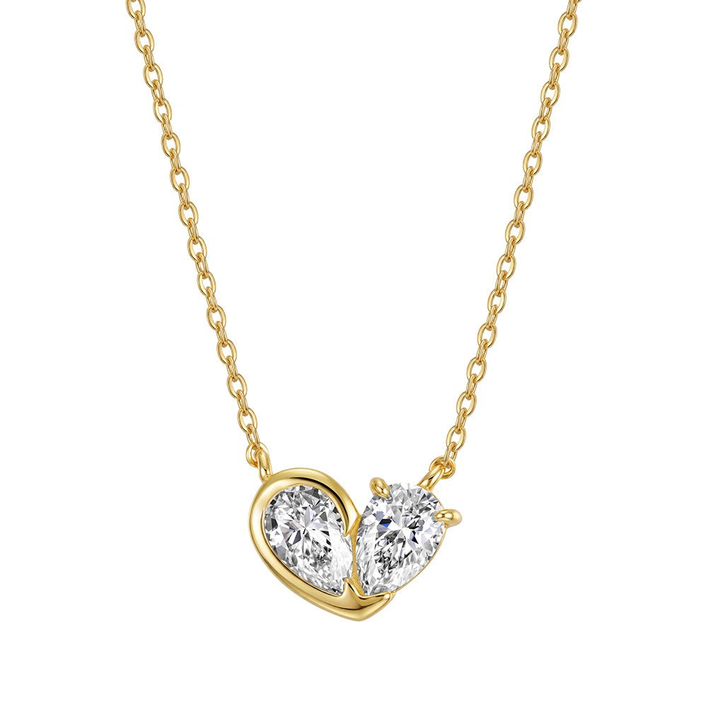 Kemstone Heart Moissanite Pendant Necklace for Women 925 Sterling Silver Pear Cut Detail SMON21