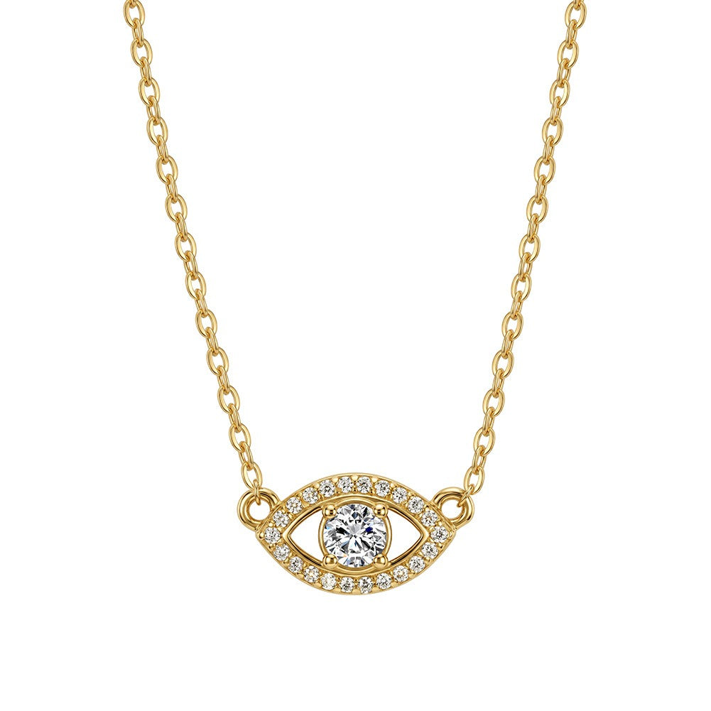 Kemstone Eye Shaped Moissanite Necklace for Women 925 Sterling Silver Pendant SMON24