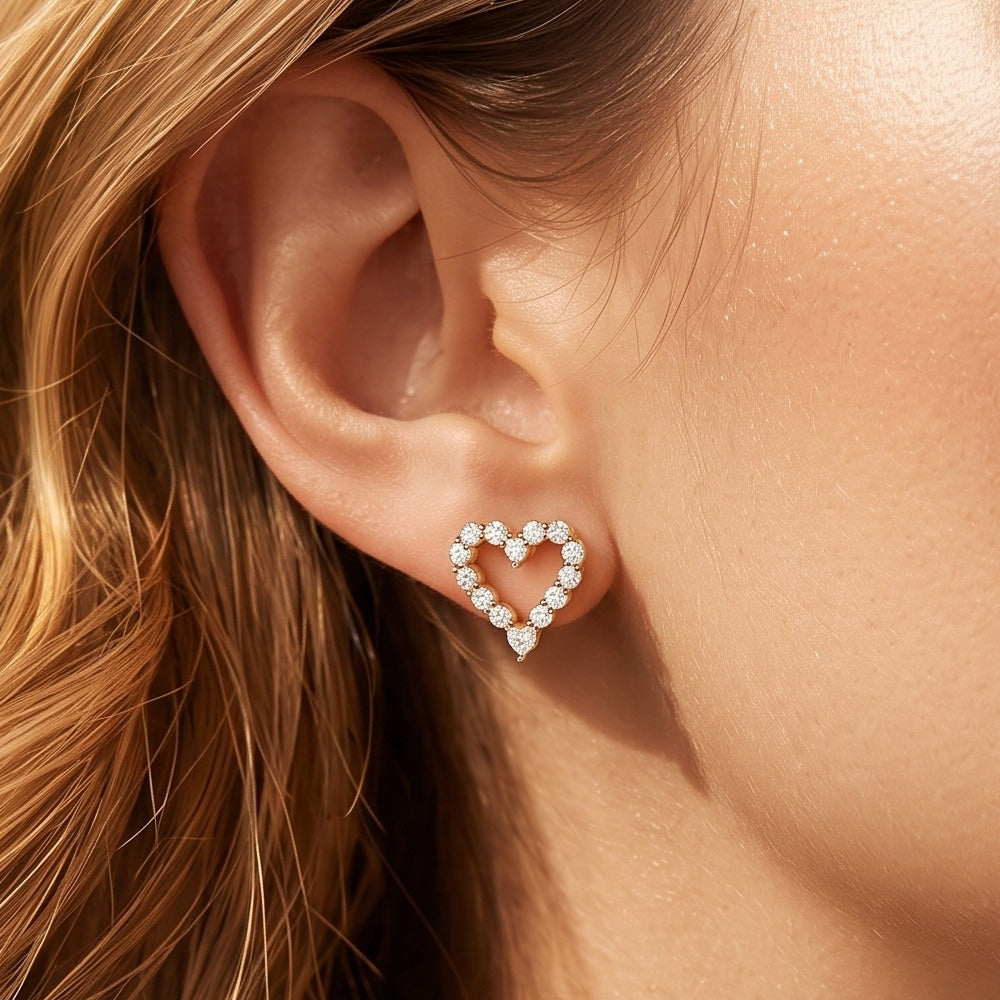 Kemstone Heart Shaped Moissanite Stud Earrings for Women 925 Sterling Silver SMOE34