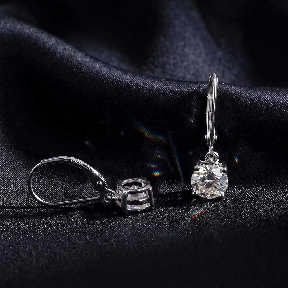 Kemstone Round Cubic Zirconia Leverback Earrings for Women 925 Sterling Silver LZE62