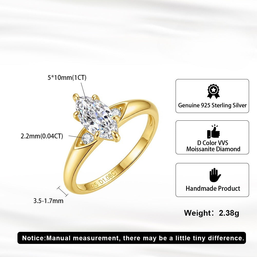 Kemstone 1CT Marquise Moissanite Ring for Women 925 Sterling Silver SMOR30