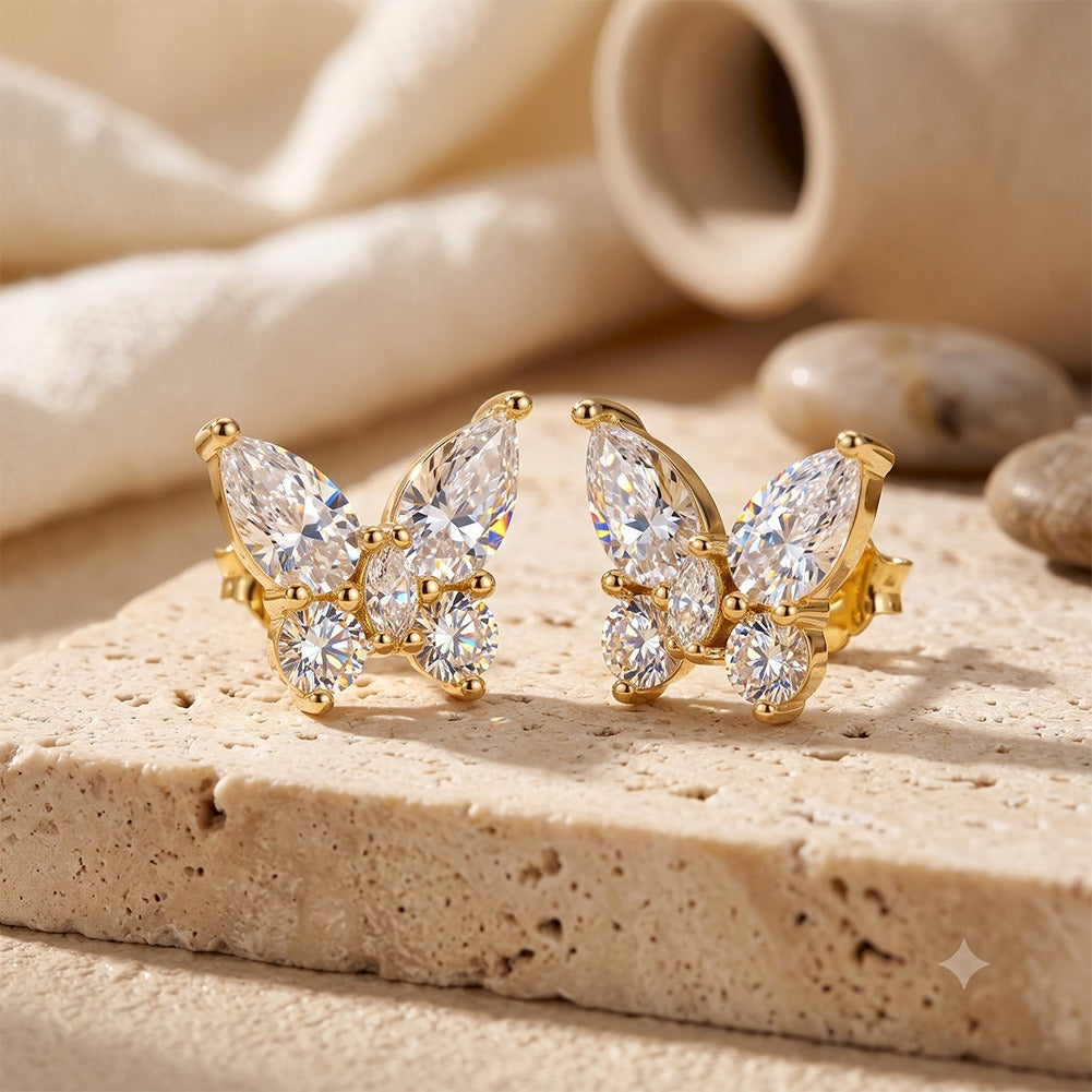 Kemstone 0.35ct Moissanite Butterfly Stud Earrings 925 Sterling Silver Women’s Jewelry SMOE35