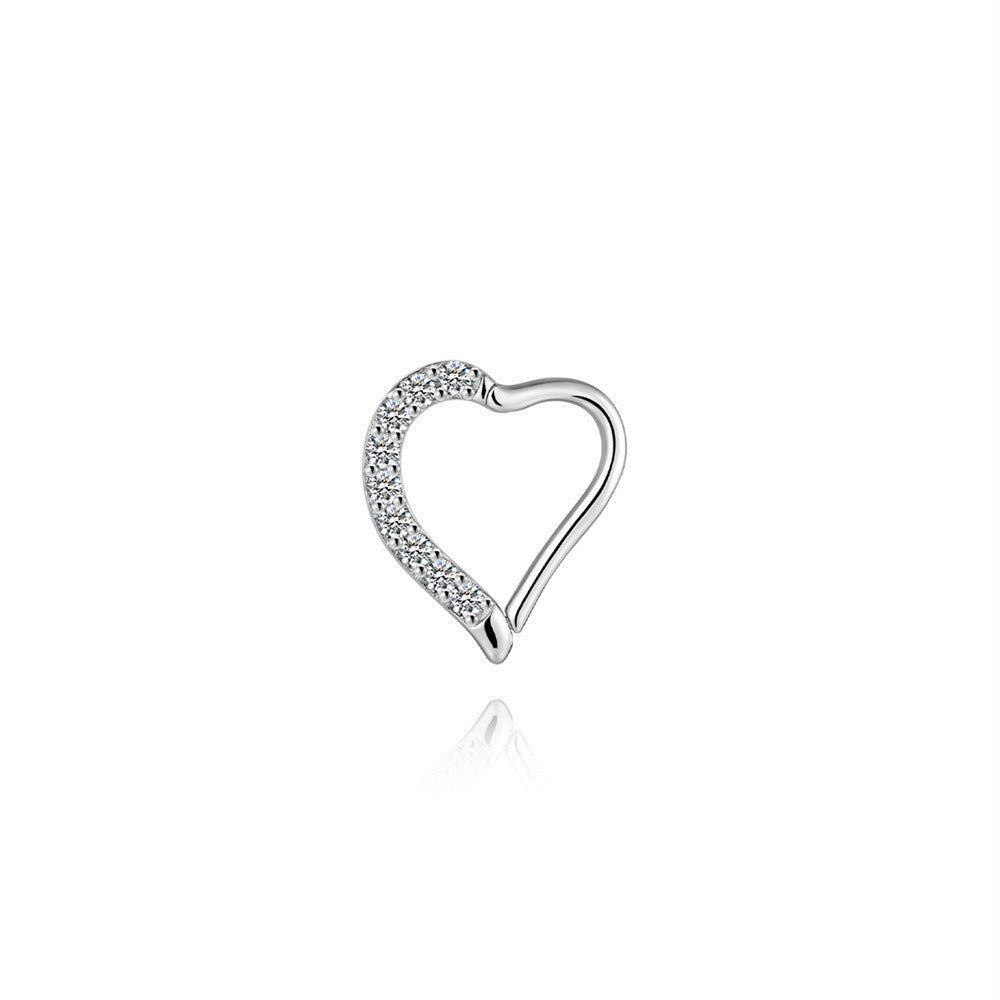 Kemstone 925 Sterling Silver Moissanite Heart Cartilage Hoop for Women M60225780663A